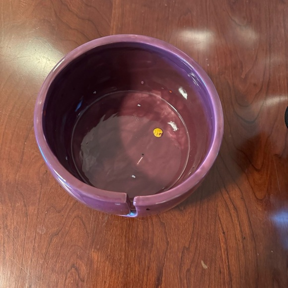 Handmade Ceramic Pottery Yarn Bowl Knitting Crochet. Purple w speckles - Picture 3 of 8